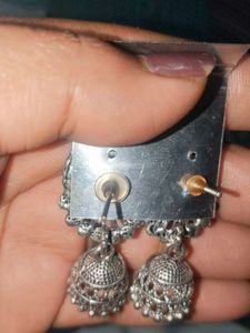 Silver Jhumka Earrings