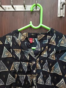 Black And Golden Print Short Kurti Tunic[ xl ]