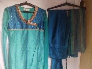 Blue & Green Kurta Set