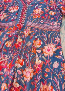 Floral Print V-neck  A line Dress