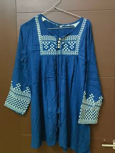 Navy Blue Cotton Blend Shirt