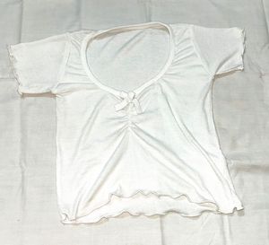 Cute White Tie-Front Top
