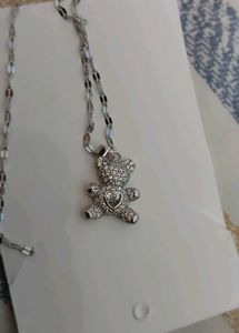 Teddy Bear Necklace with Rhinestones