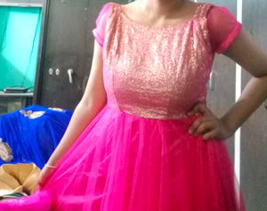 Elegant Blue &amp; Pink Anarkali