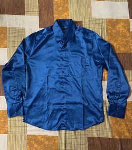 Blue Satin Finish Shirt