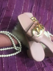 Pink Chain Detail Slides