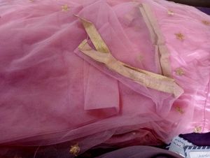 Grey And Pink Double Layer Lehenga