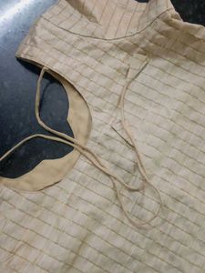 Beige Hand Stitched Kurta With Back Thread
