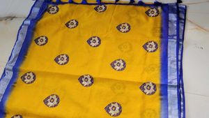 Organza Yellow Saree With Blouse