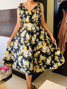 Tie Up Floral Dress