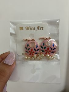 Baby Pink Floral Mini Jhumki Pearl Drop Earrings