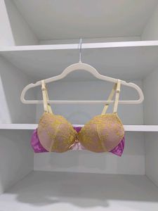Pink & Gold Lace Push-Up Bra
