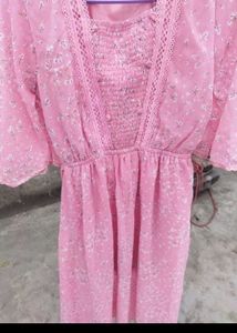 Pink Floral Midi Dress