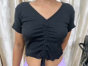🖤 Women’s Tie &amp; Dye Black Crop Top