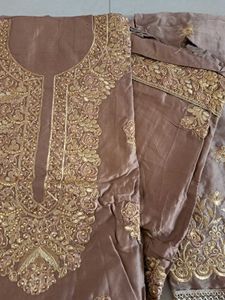 Brown 3pc Unstitched Set