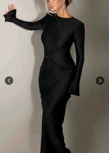 Elegant Black Bodycon Maxi Dress