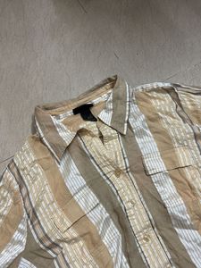 Crop oversized Striped Button-Down Shirt