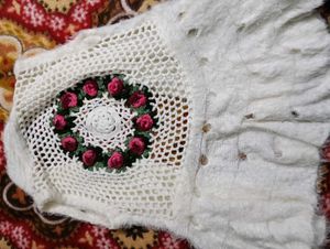Crochet Cardigan with Floral Detail
