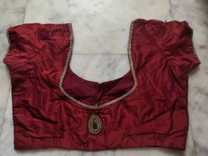 Very Nice Maroon Blouse With Dimond Less Patti