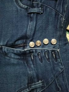 High Waisted Button Accent Jeans