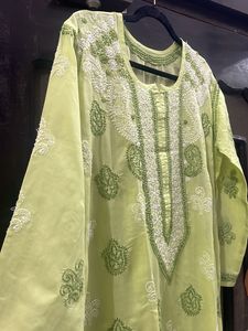 Lime Green Embroidered Kurta