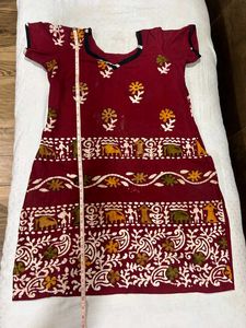 🌸 Red Printed Cotton Dupatta Set 🌸