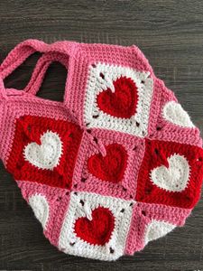 Heart Crochet Tote Bag