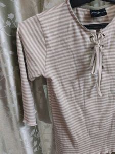 Striped Lace-Up Top