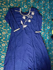 Blue Embroidered Kurti