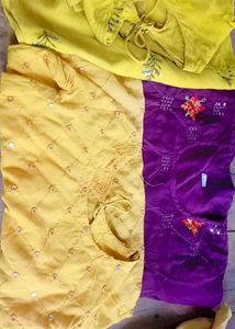 Combo 3 Yellow Embroidered Kurta