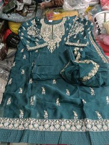 Teal Embroidered Salwar Kameez
