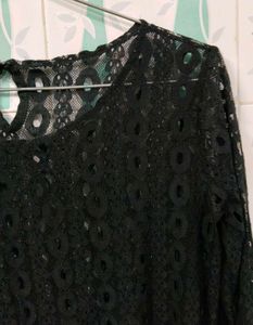 Black Crochet Short Dress (Lace Pattern)