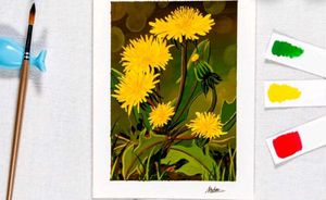 Dandelion Gouache Painting
