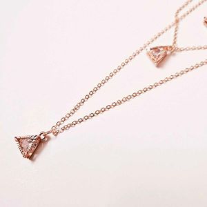 Triple Triangle Rose Gold Necklace