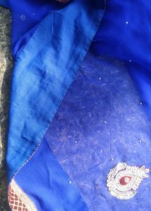 Navy blue embroidered saree