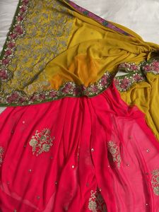 Yellow Embroidered Saree with Blouse