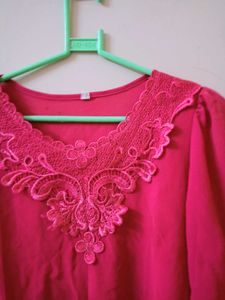 Pink Lace Detail Top