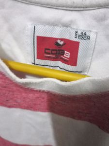 White &amp; Pink Lining T Shirt