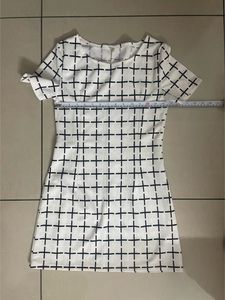 White Checked Mini Dress