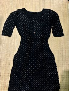 Patterned Black Kurta