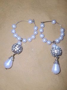 Pearl &amp; Rhinestone Drop Earrings