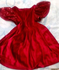 Red Sequin Sleeve Dress