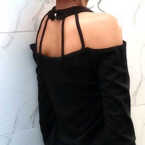 Chic Black Cold Shoulder Top