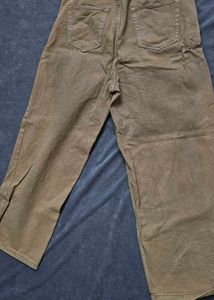 Wide Leg Beige Denim Pants