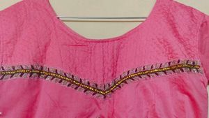 Pink Floral Embroidered Dress