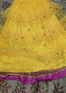 Yellow Ruffled Ethnic Skirt