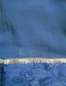 Navy Blue Designer Georgette Saree with Cut Blouse