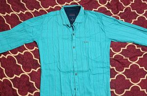 Classic Striped Casual Shirt – Teal Blue