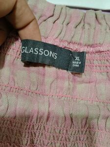 Pink Textured Mini Skirt