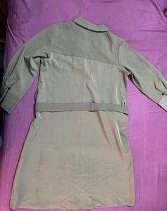 Olive Green Belted Shirt Dress